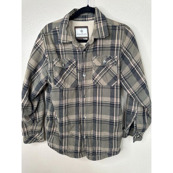 Legendary White Tails Mens Green Flannel‎ Jacket Small button up cotton fleece - Picture 1 of 6